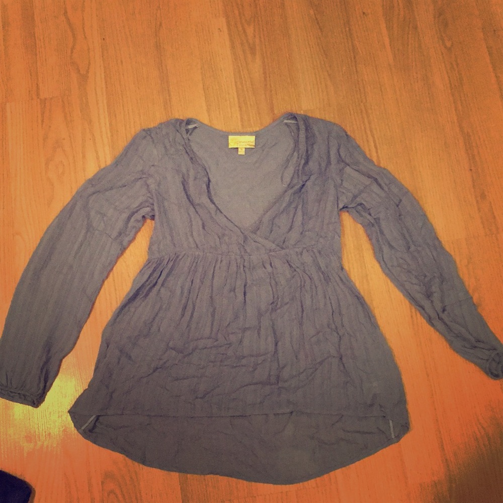 Blue gauze peasant top